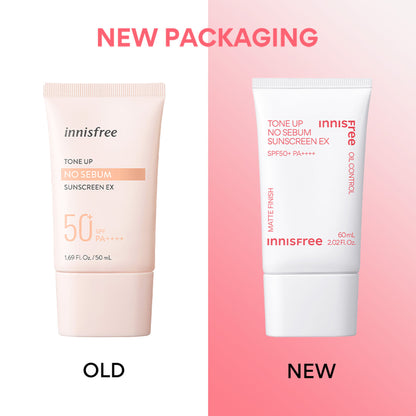 Innisfree Tone Up No Sebum Sunscreen EX SPF 50+ PA++++ For Oil Control - Matte Finish