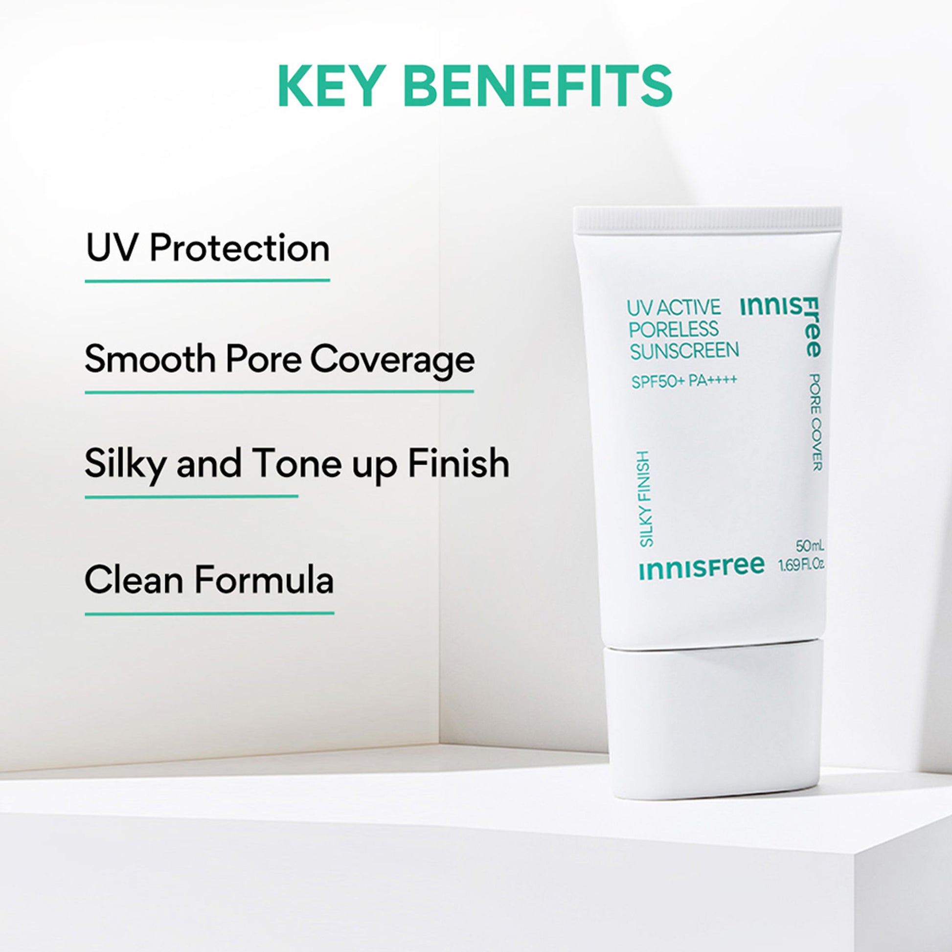 Innisfree UV Active Poreless Sunscreen SPF 50+ - Smooth Even Tone