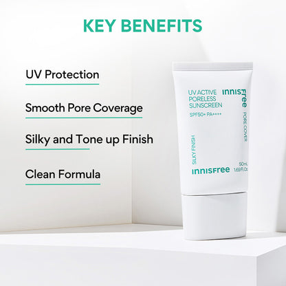 Innisfree UV Active Poreless Sunscreen SPF 50+ - Smooth Even Tone