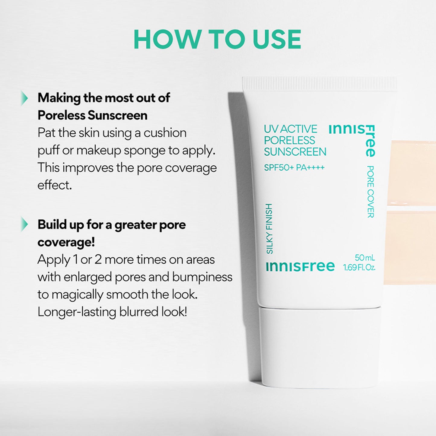 Innisfree UV Active Poreless Sunscreen SPF 50+ - Smooth Even Tone