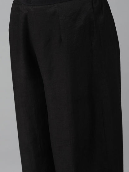 Dhiyona IE Women Black Yoke Design Regular Mirror Work Kurta with Palazzos