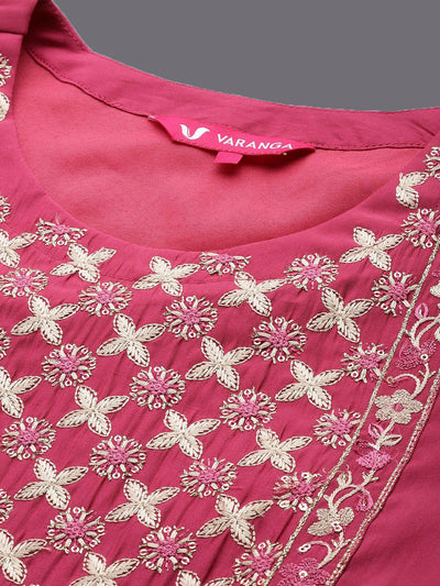Indyancart VA Women'sEthnic Motifs Embroidered Sequined Kurta with Trousers & Dupatta