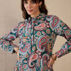 Indyancart IE Printed Shirt Collar Pure Cotton Straight Tunic With Trouser