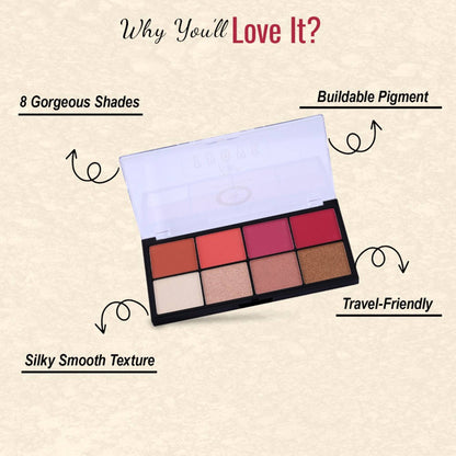 FASHION COLOUR Tiny Trove 8 Colour Blusher Highlighter Palette - Shade 01