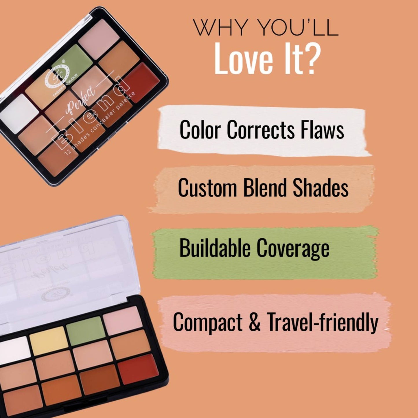 FASHION COLOUR Perfect Blend 12 Shades Concealer Palette - Shade 02
