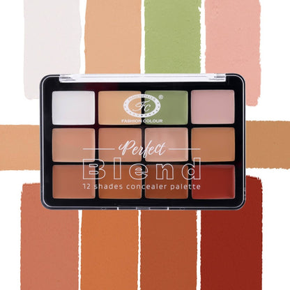 FASHION COLOUR Perfect Blend 12 Shades Concealer Palette - Shade 01