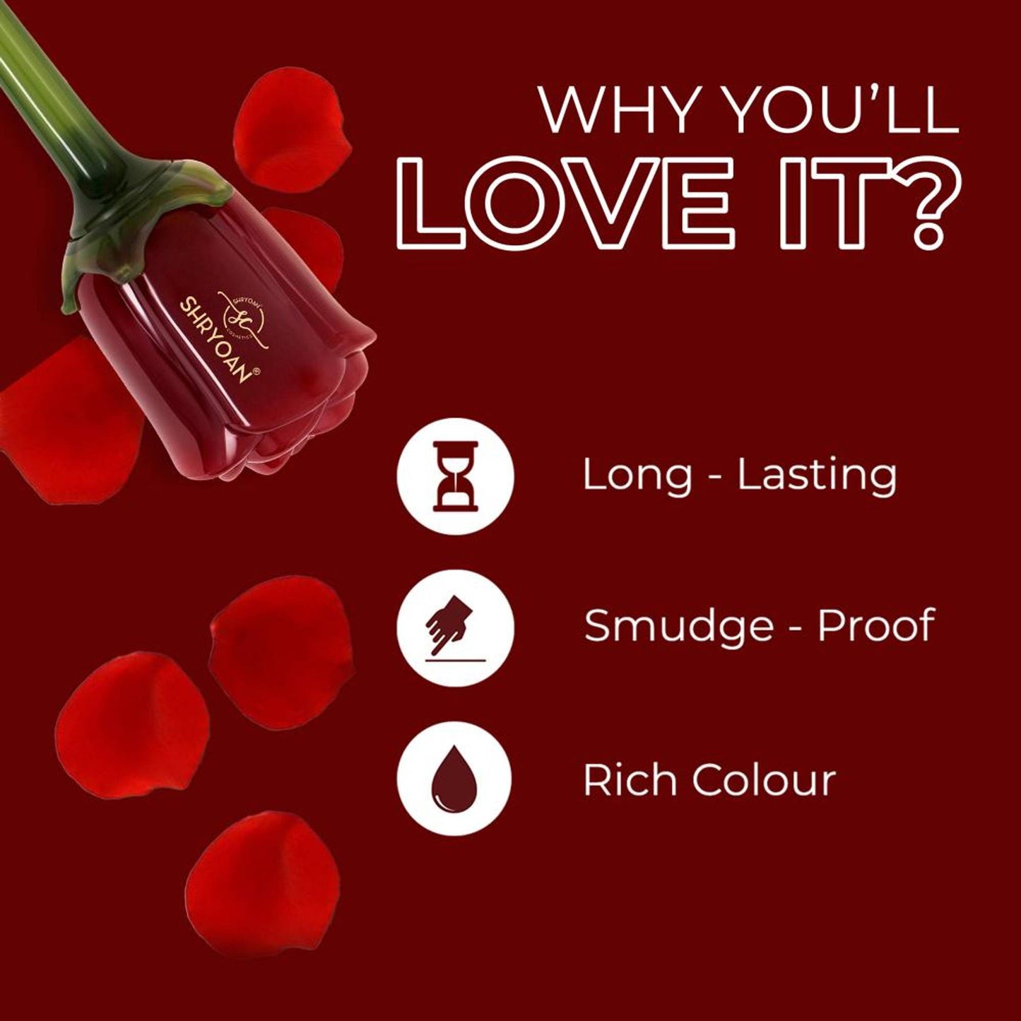 Shryoan Authentic Rose Liquid Sindoor - Maroon - Set Of 2