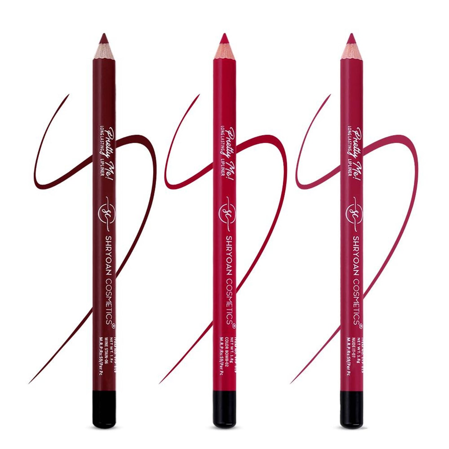 Shryoan Pretty Me Bold Lipliner & Eye Liner Pencil - Multicolor - Set Of 3