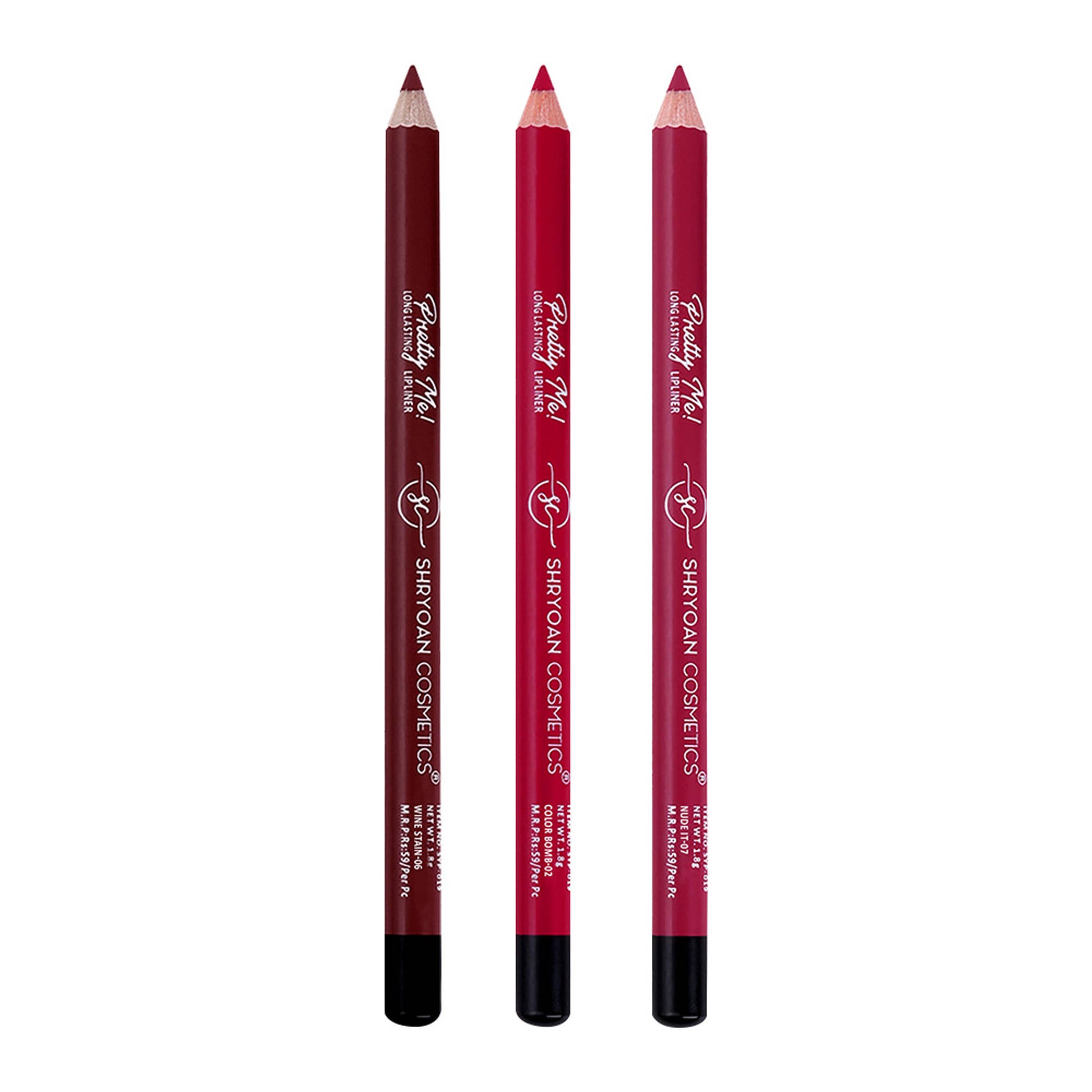 Shryoan Pretty Me Bold Lipliner & Eye Liner Pencil - Multicolor - Set Of 3