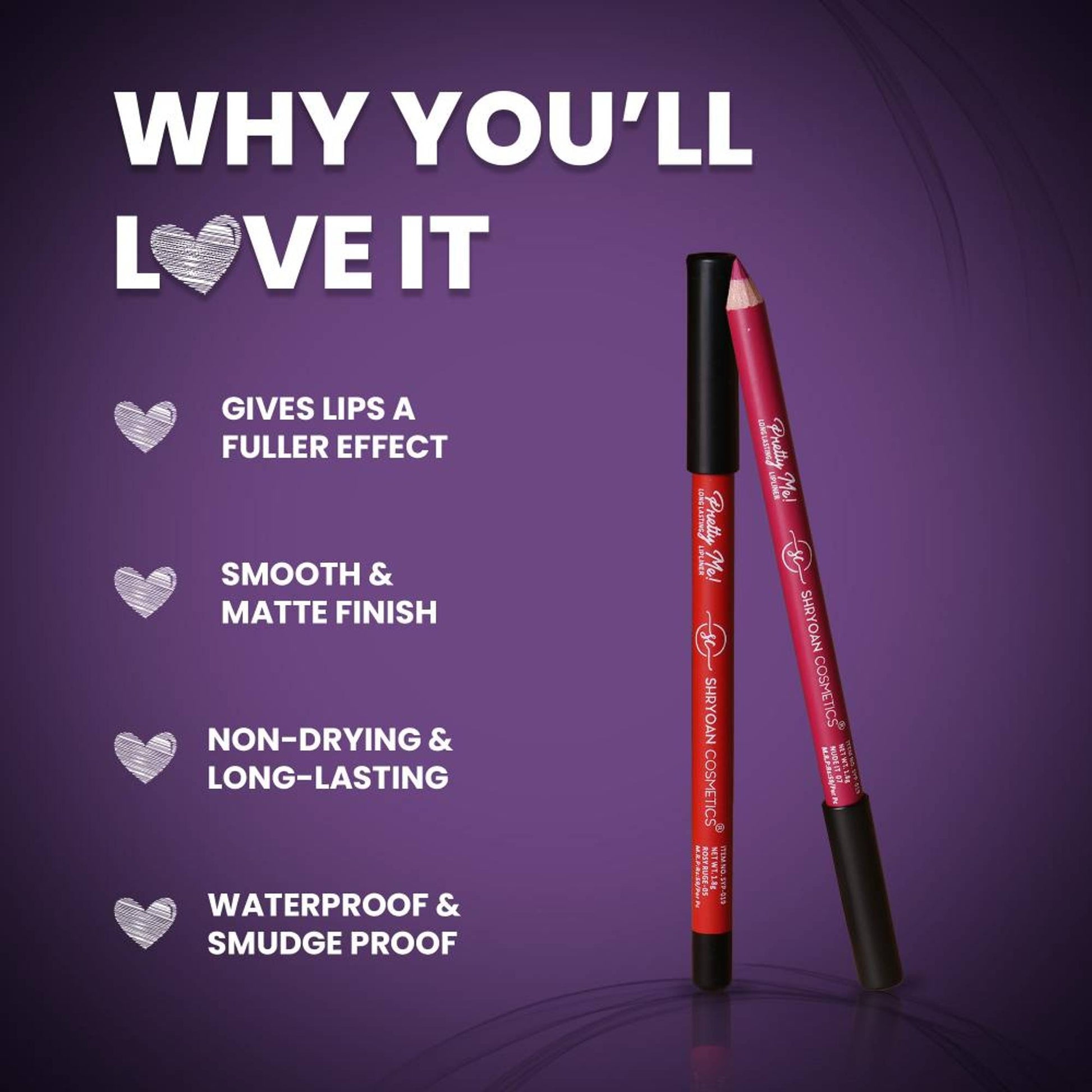 Shryoan Pretty Me Bold Lipliner & Eye Liner Pencil - Multicolor - Set Of 2