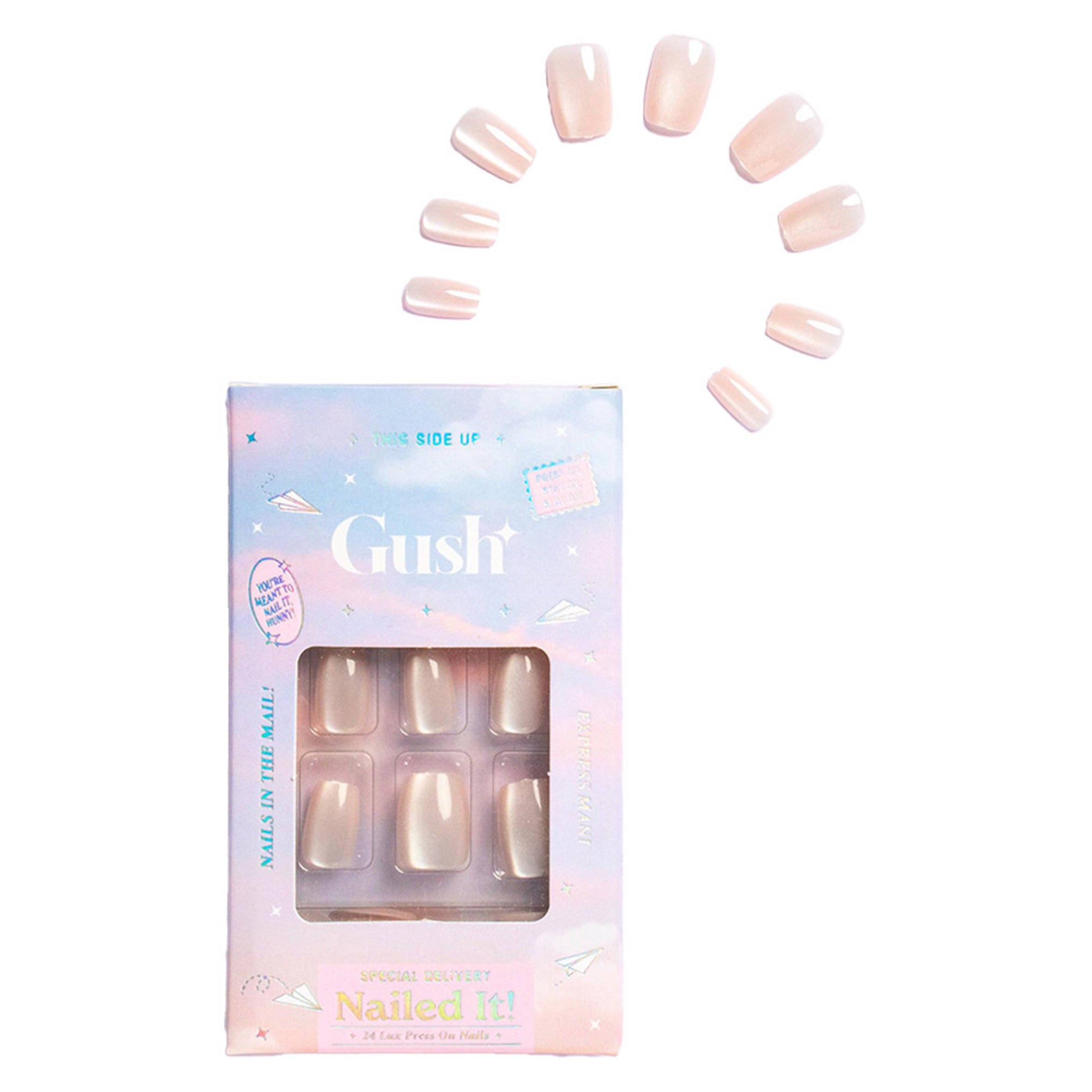 Gush Beauty Nailed It Reusable Luxury Press On Nails With Application Kit - Creme Cat Eye