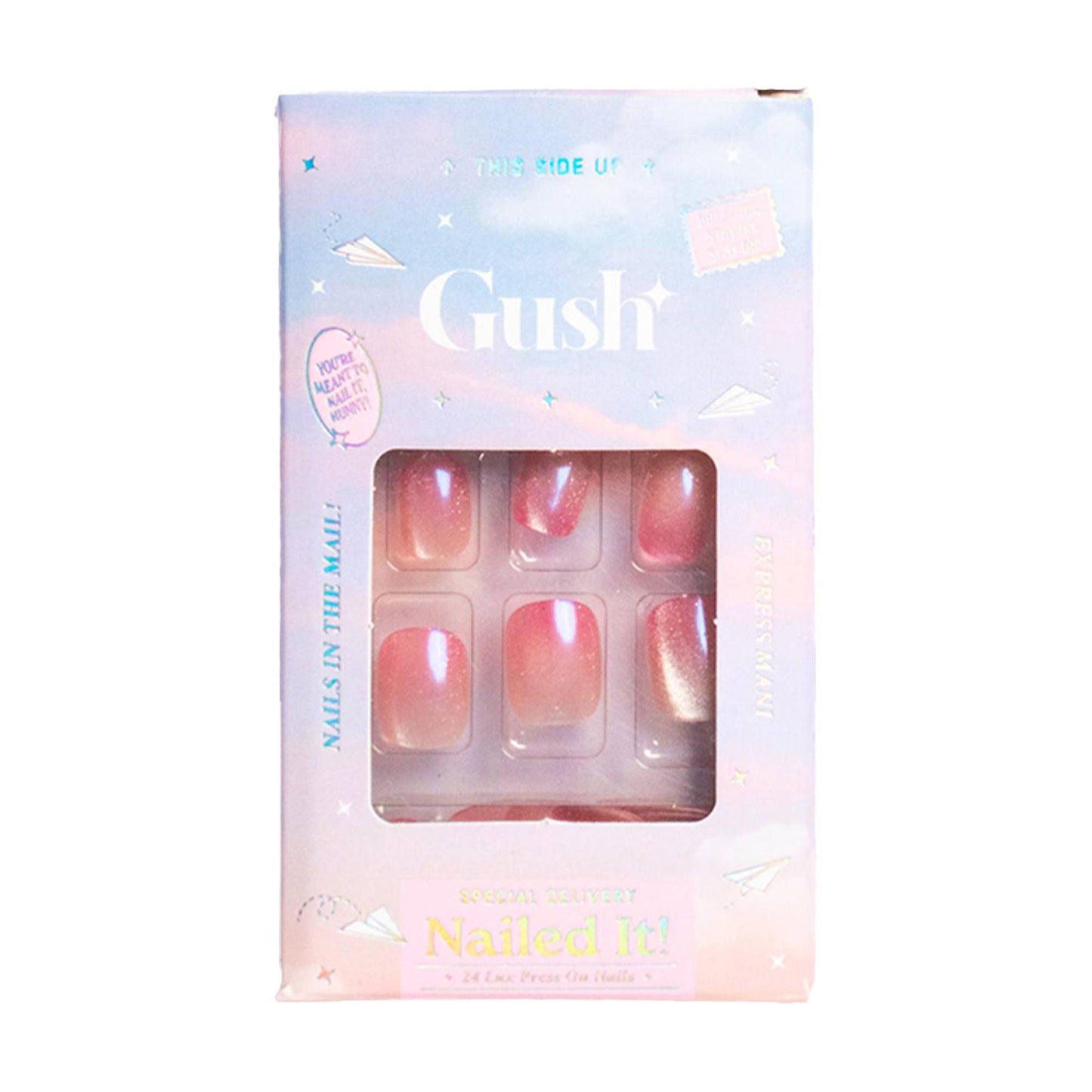 Gush Beauty Nailed It Reusable Luxury Press On Nails With Application Kit - Tangerine Crystal