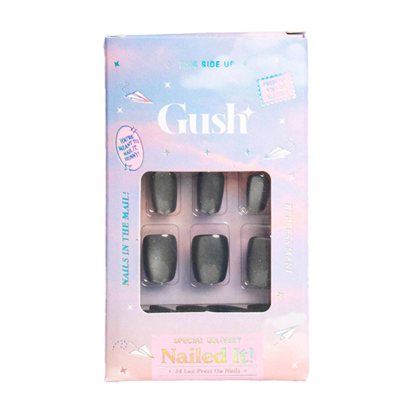 Gush Beauty Nailed It Reusable Luxury Press On Nails With Application Kit - Black Cat Energy