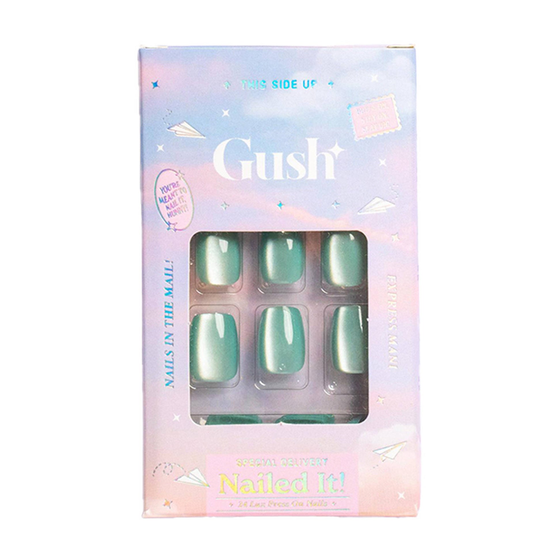Gush Beauty Nailed It Reusable Luxury Press On Nails With Application Kit - Blue Taffy Cat Eye
