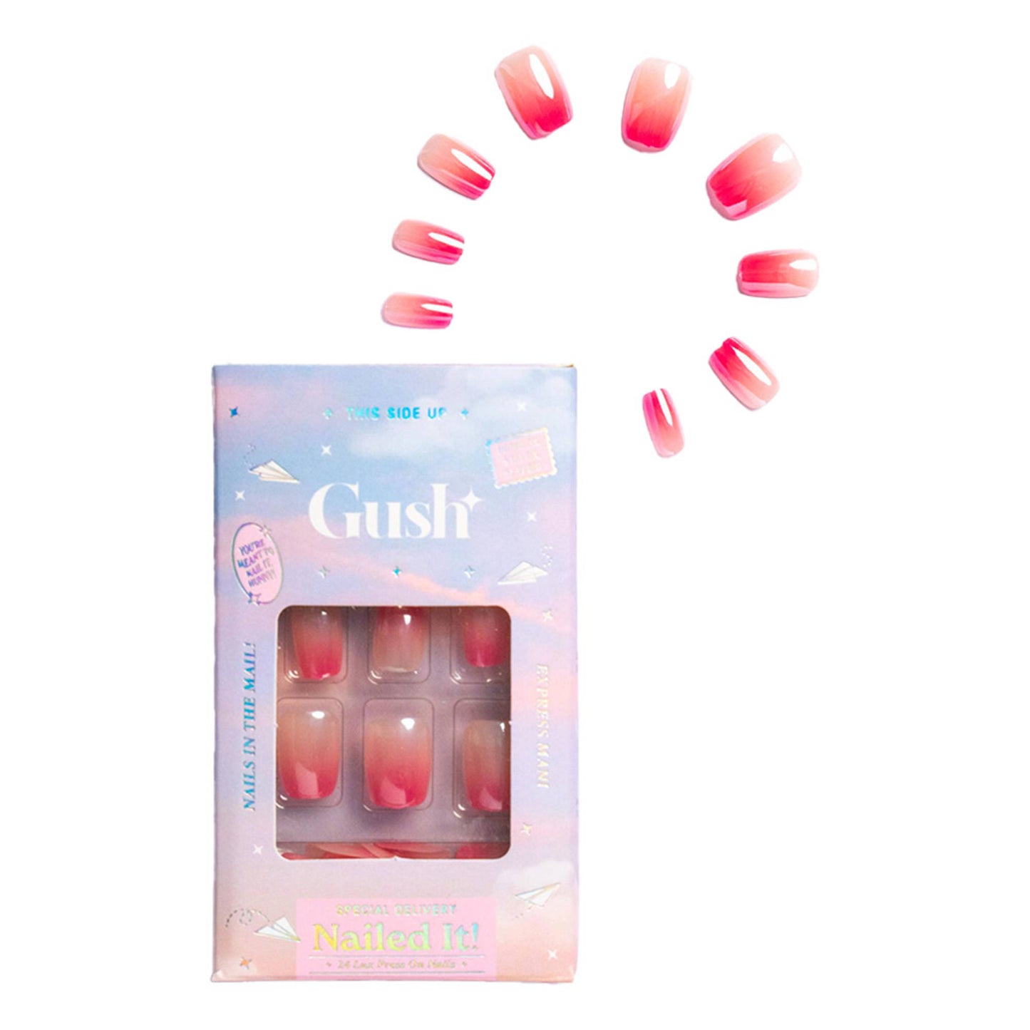Gush Beauty Nailed It Reusable Luxury Press On Nails With Application Kit - Citrus Pop Cat Eye