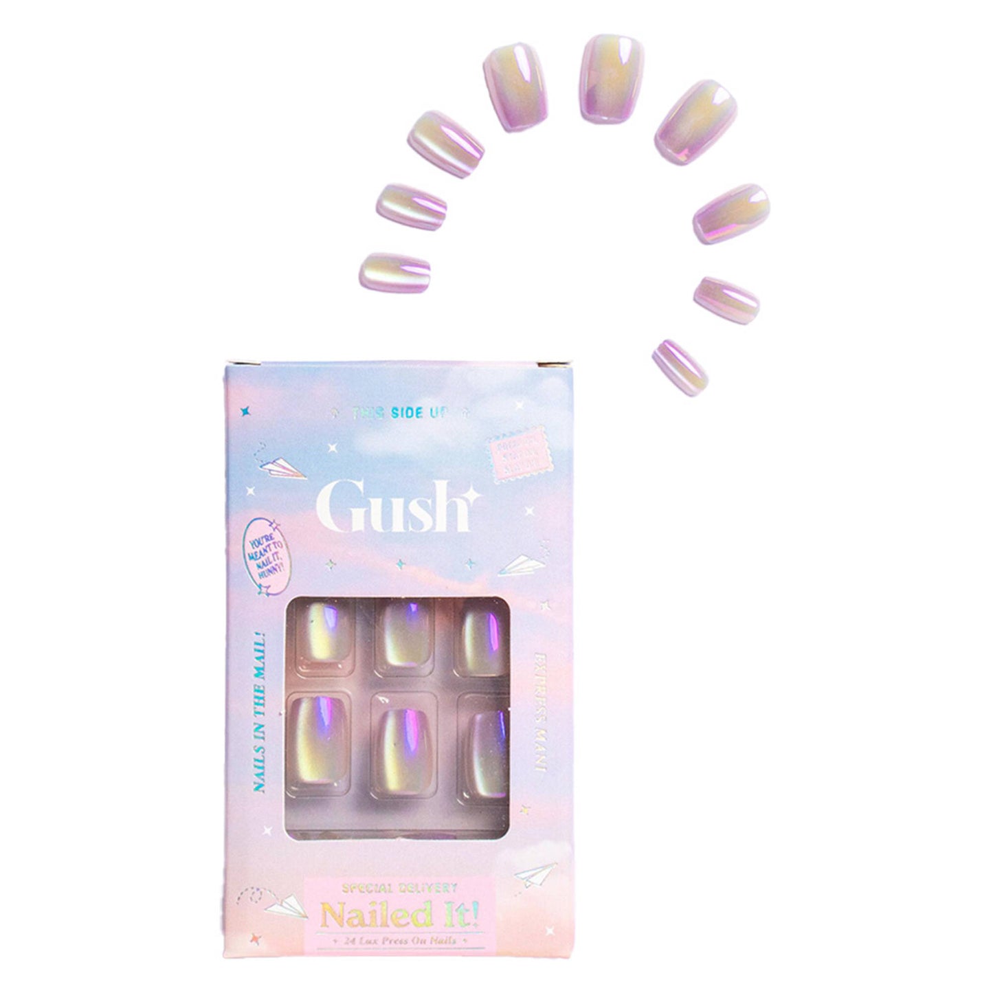 Gush Beauty Nailed It Reusable Luxury Press On Nails With Application Kit - Pearl Crystals