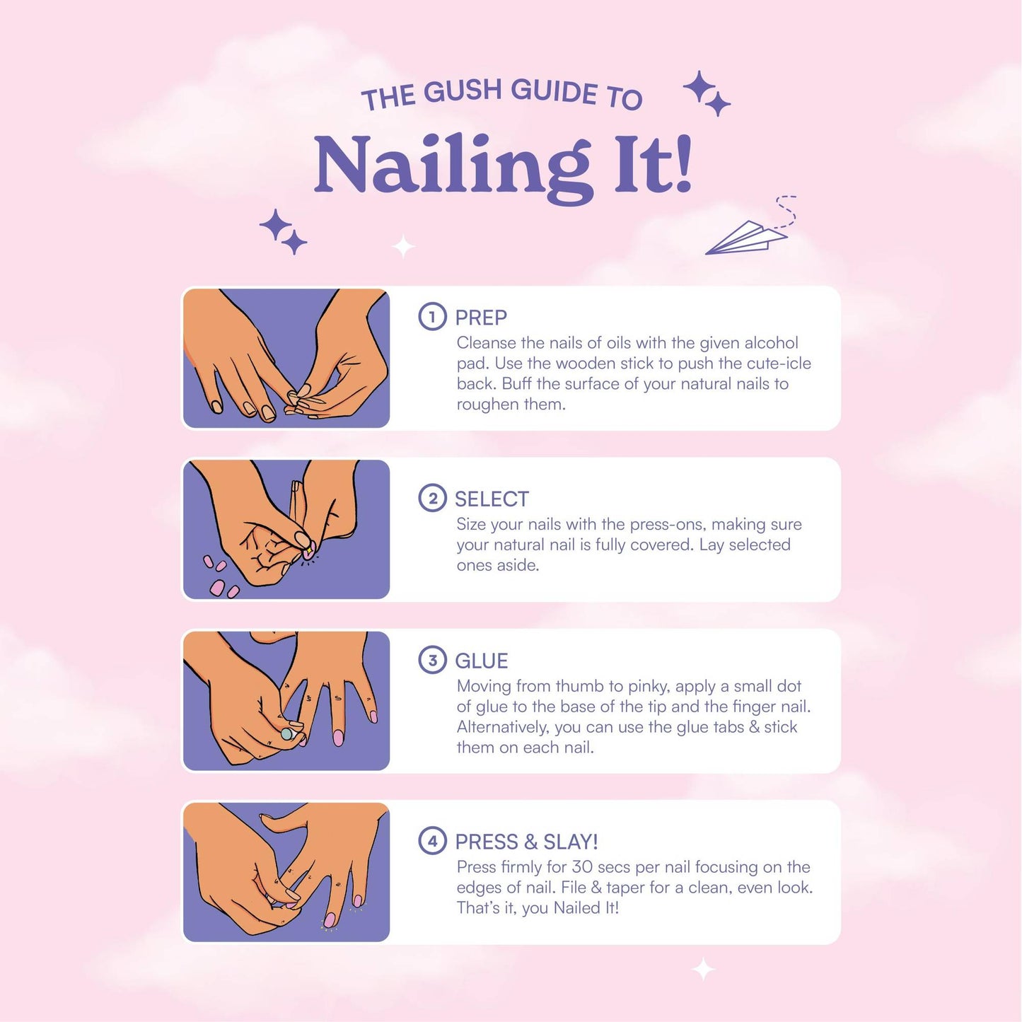Gush Beauty Nailed It Reusable Luxury Press On Nails With Application Kit - Pearl Crystals