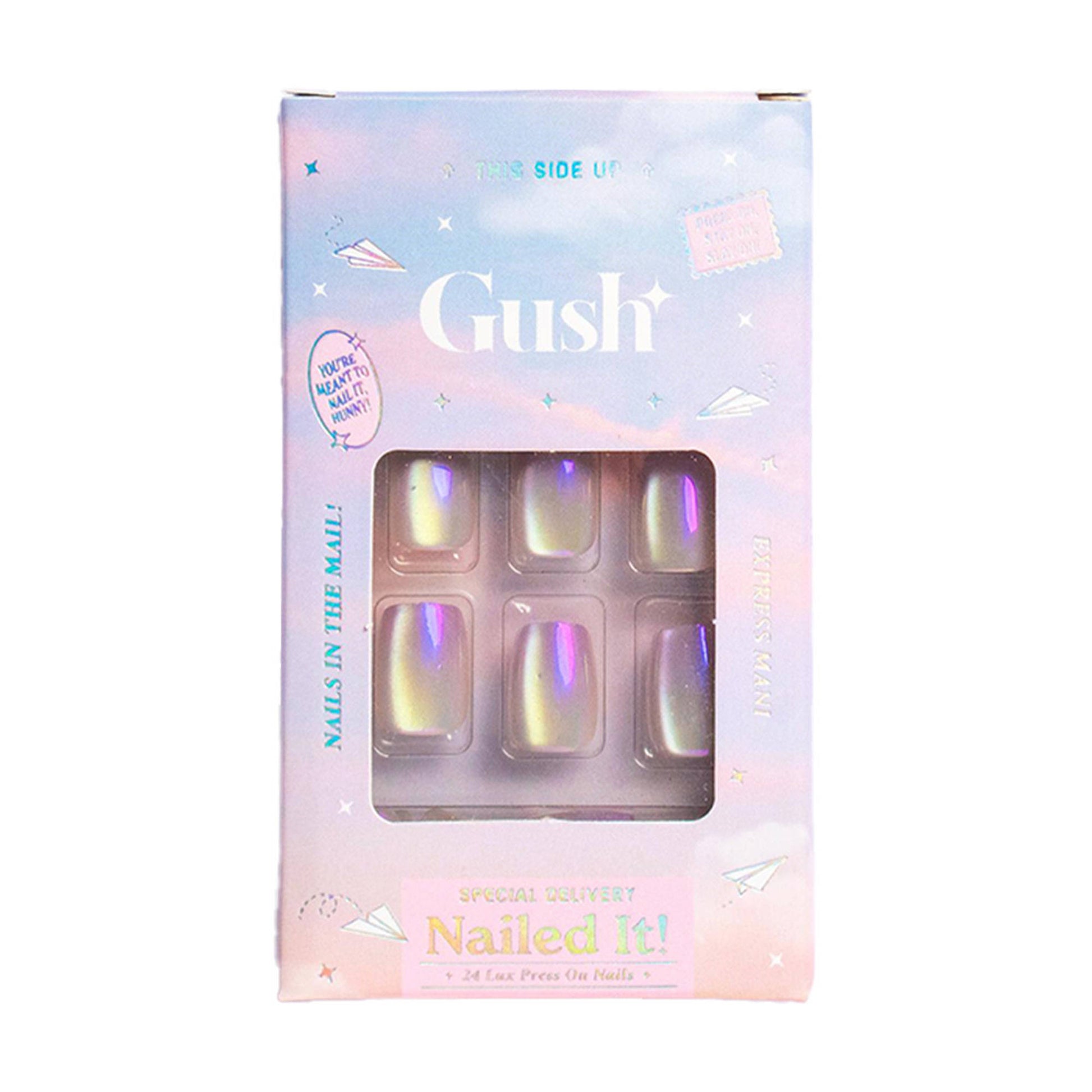 Gush Beauty Nailed It Reusable Luxury Press On Nails With Application Kit - Pearl Crystals