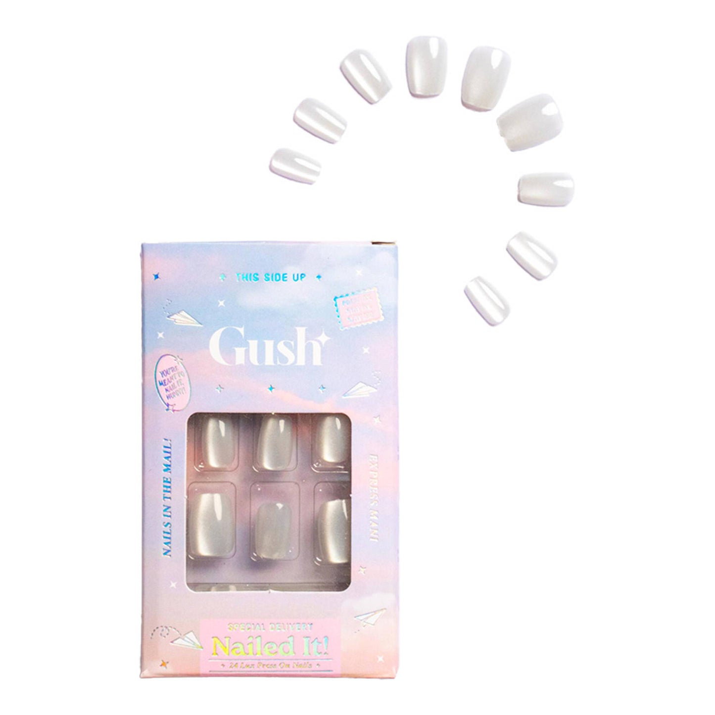 Gush Beauty Nailed It Reusable Luxury Press On Nails With Application Kit - Ice Crystal