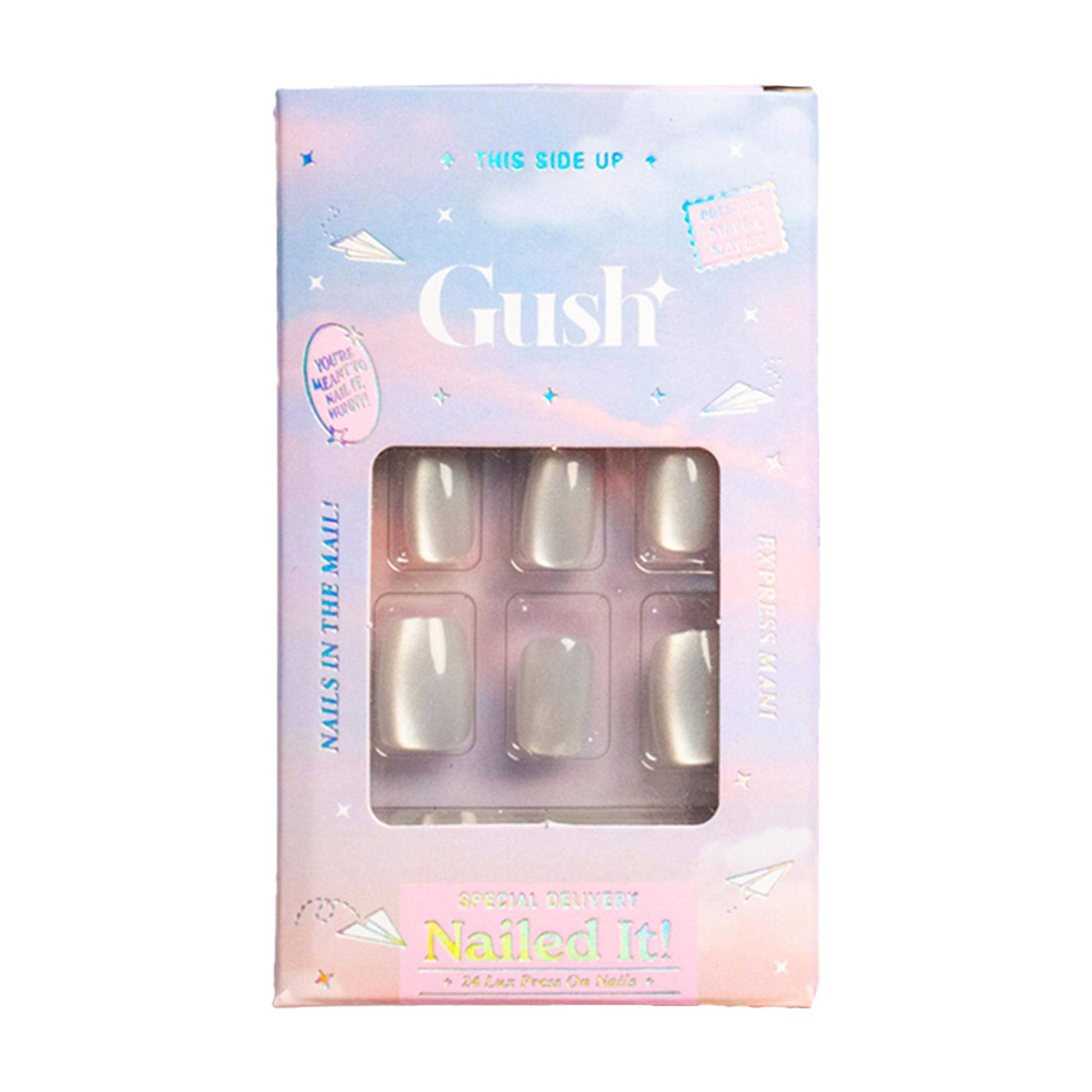 Gush Beauty Nailed It Reusable Luxury Press On Nails With Application Kit - Ice Crystal