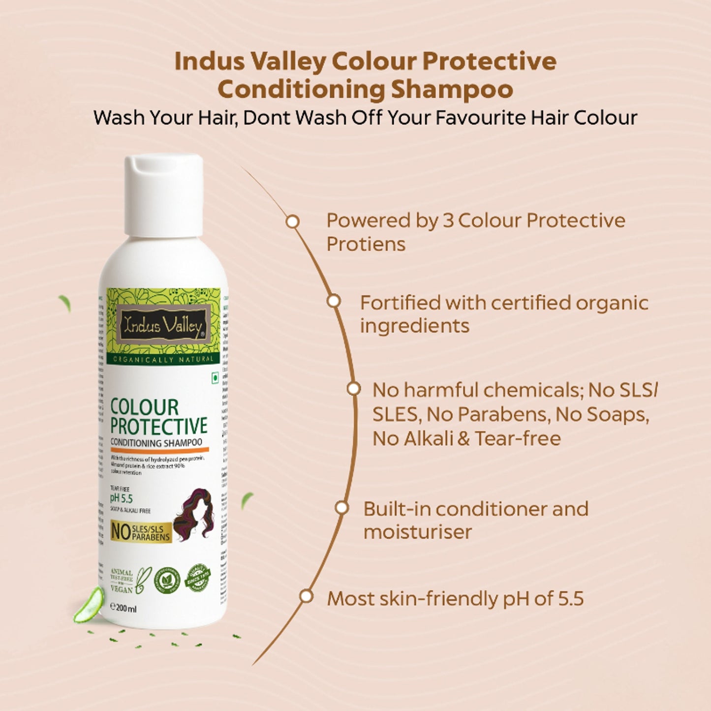 Indus Valley Color Protection Shampoo Protects Hair Color & Adds Shine