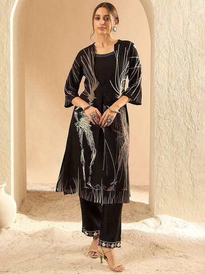 Dhiyona IE Printed Three-Quarter Sleeves Tunic With Trouser
