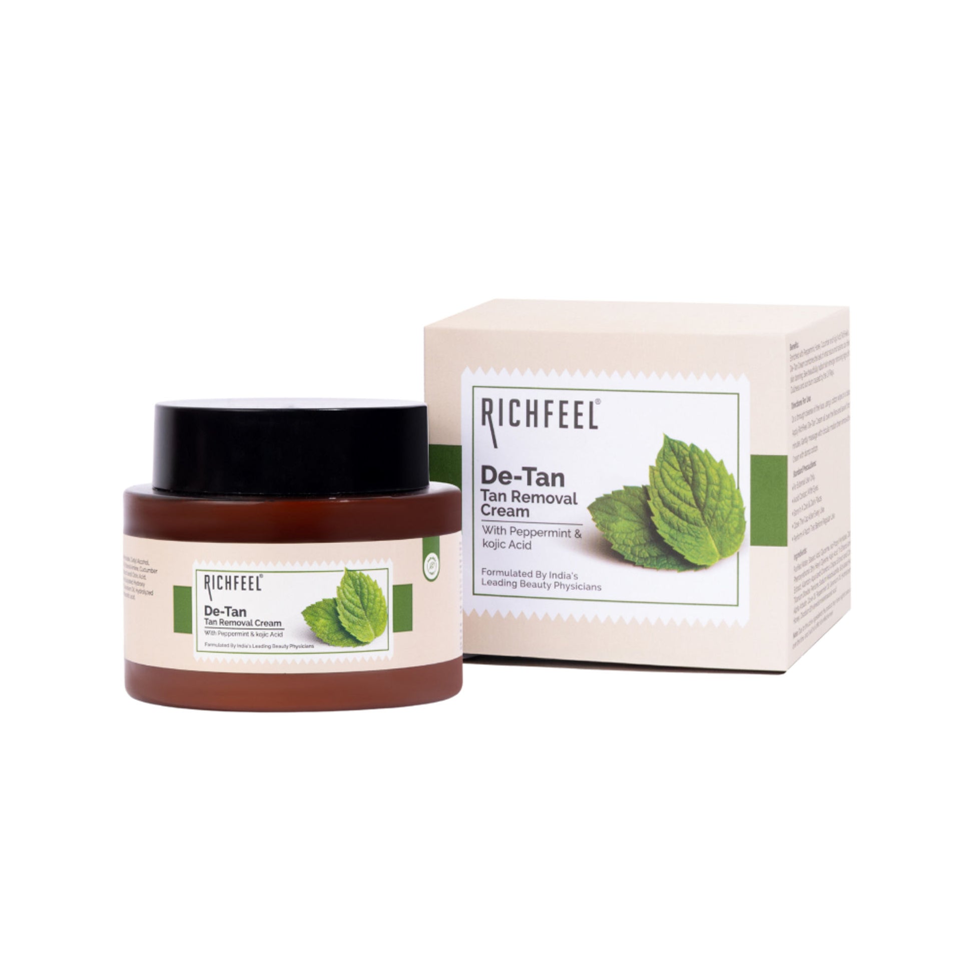 Richfeel De-tan Cream: Natural Tan Removal Face Pack with Peppermint, Honey & Cucumber , Ayurvedic