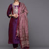 Dhiyona VA Women'sGeometric Woven Design Thread and Zari Work Straight Kurta with Trousers & Dupatta