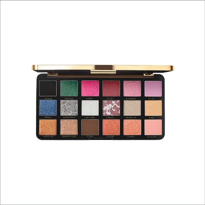 Lakme Rouge Bloom Eyeshadow Pro-Palette, 18 Shades For Infinite Looks, Infused With Rose Oil