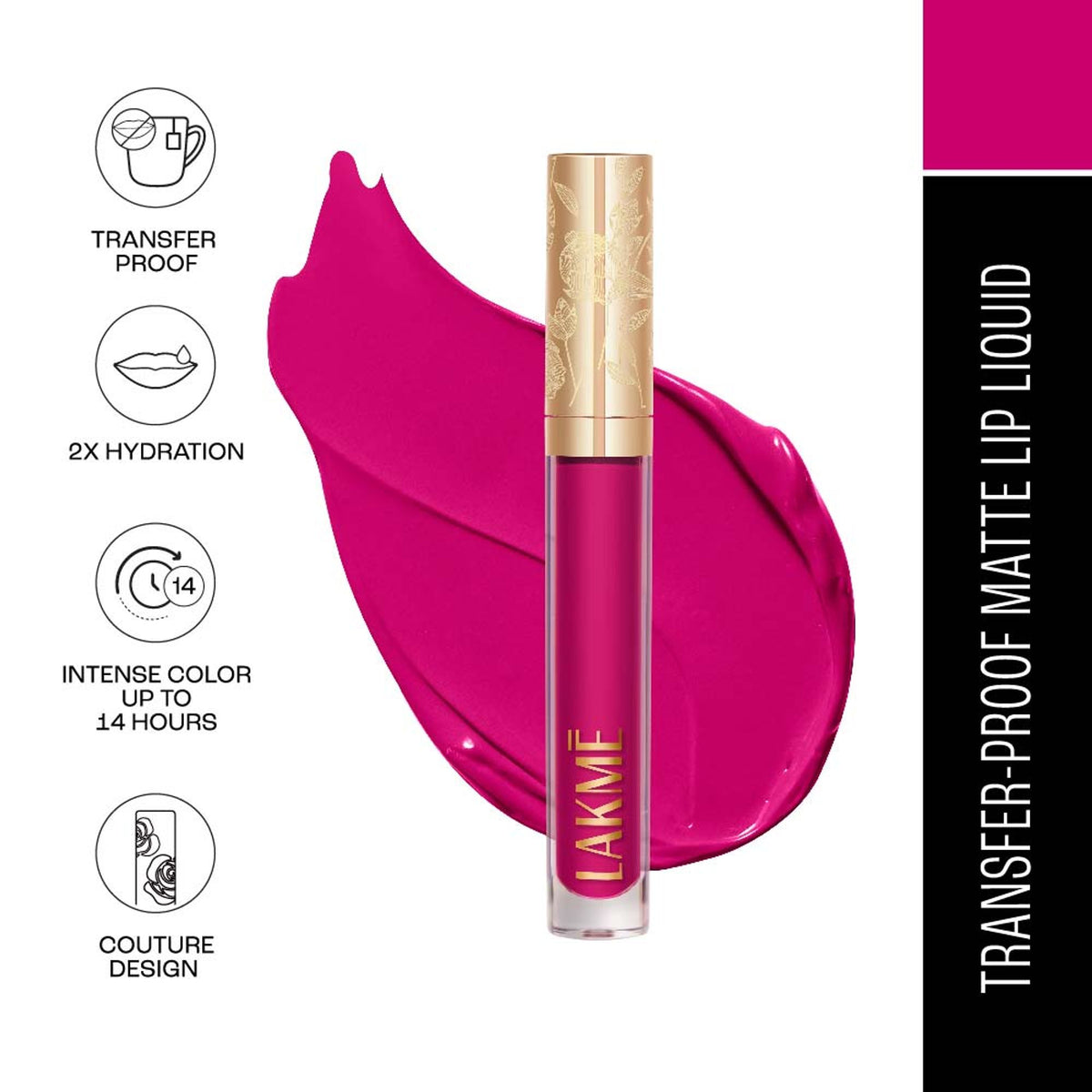 Lakme Rouge Bloom Matte Lip Liquid - Fierce Fuchsia 502
