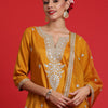 Dhiyona IE Floral Embroidered Regular Sequinned Kurta with Trousers & Dupatta