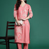 Dhiyona IE Floral Embroidered Sequinned Pure Cotton Kurta with Trousers