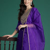 Dhiyona IE Women Ethnic Motifs Embroidered Sequinned Kurta with Trousers & Dupatta