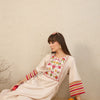 Indyancart IE Women Floral Yoke Design Empire Thread Work Liva Kurta with Trousers