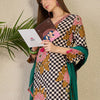 Dhiyona IE Adults-Women Checked Cotton Kurta with Trousers & Dupatta