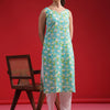 Dhiyona IE Floral Printed Sweetheart Neck Sleeveless Cotton Straight Kurtas