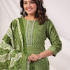 Dhiyona IE Women Bandhani Printed Regular Pure Cotton Kurta with Trousers & Dupatta