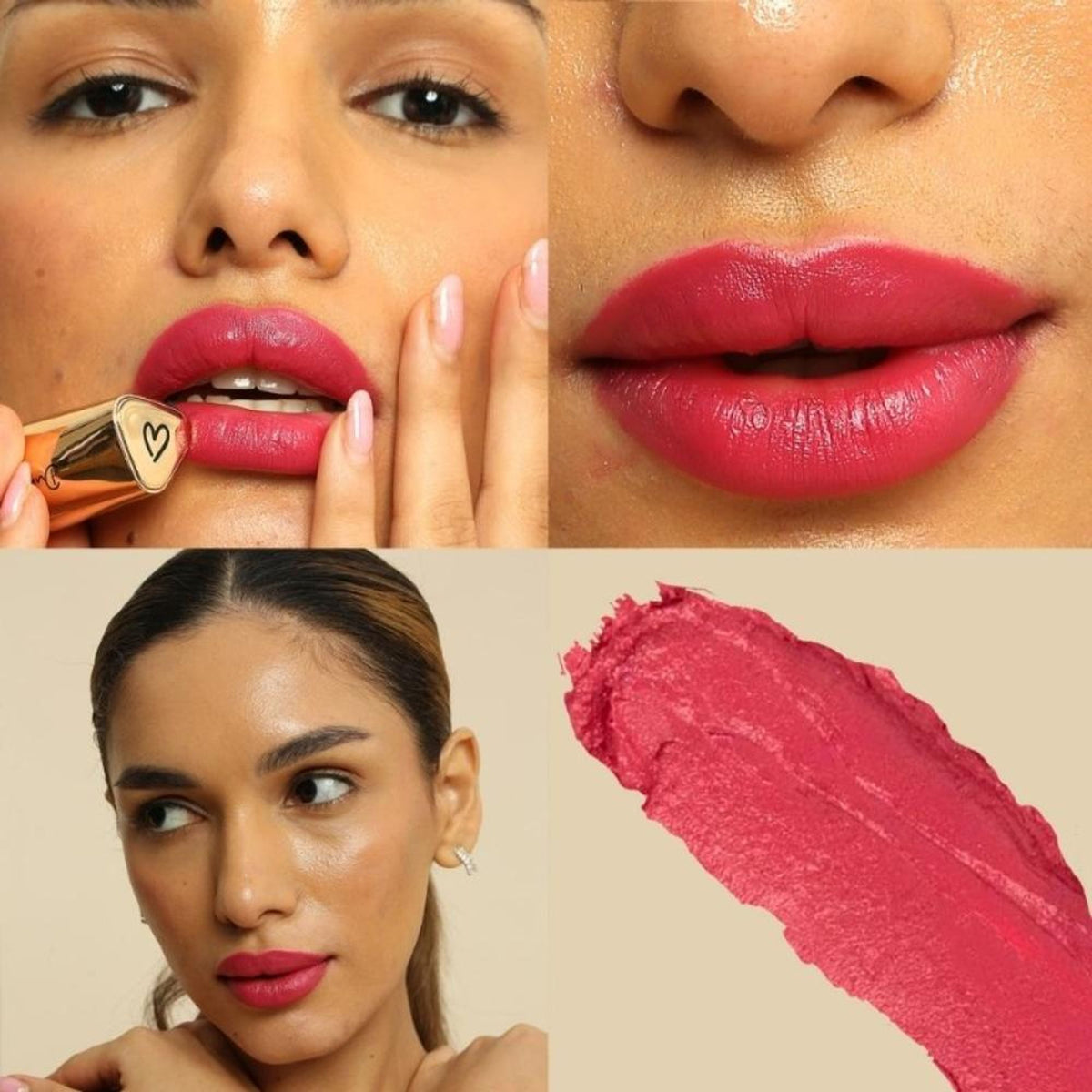 Dunamiss Satin Luxe Lipstick in Camilla shade, creamy lipstick tube with soft satin finish, from Dunamiss Cosmetics.