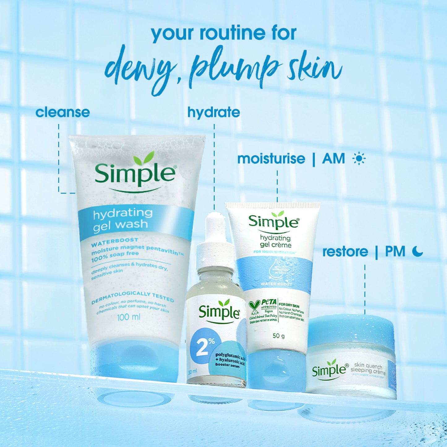 Simple Hydrating Gel Face Wash, Gentle Hydrating Cleanser With Pentavitin