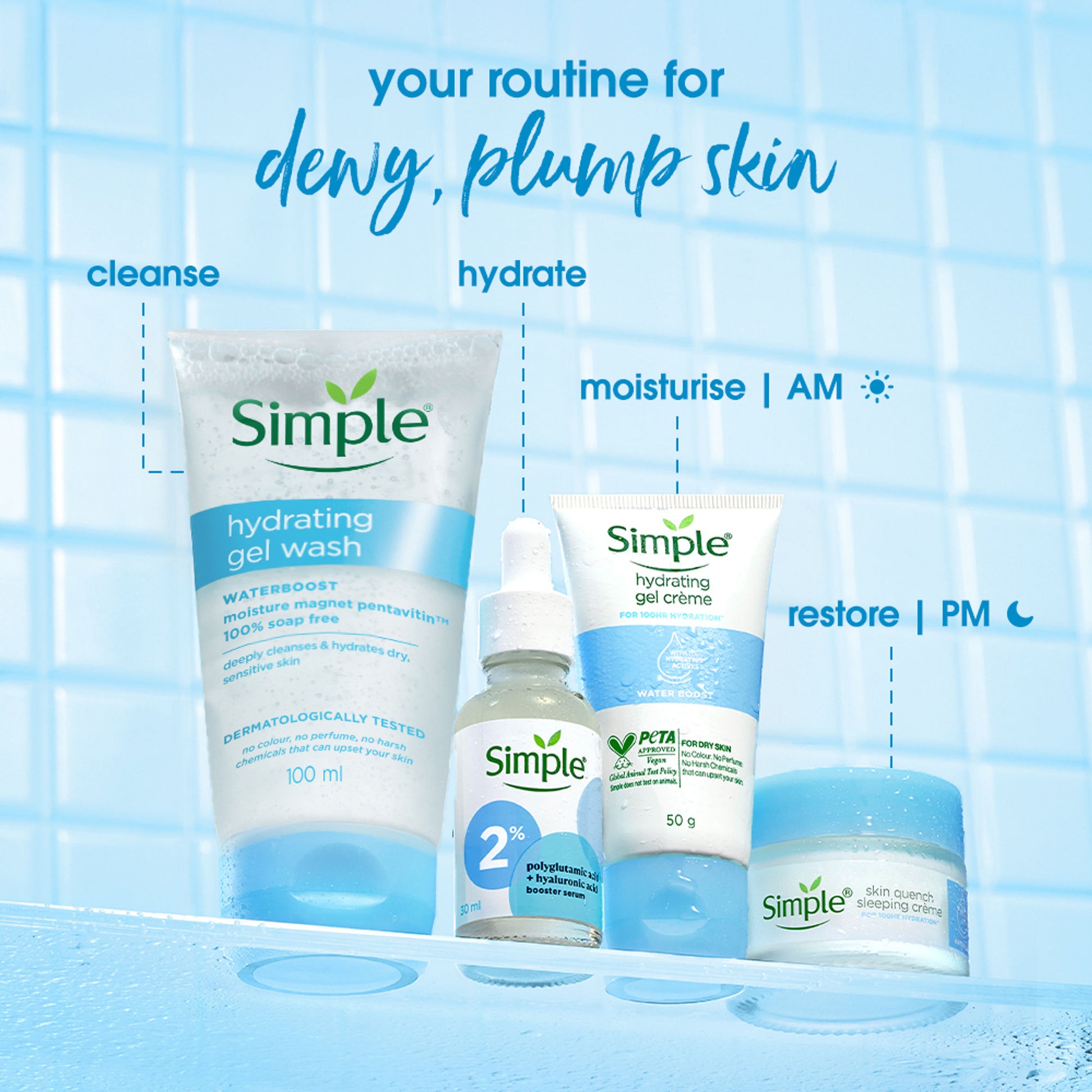 Simple Hydrating Gel Face Wash, Gentle Hydrating Cleanser With Pentavitin
