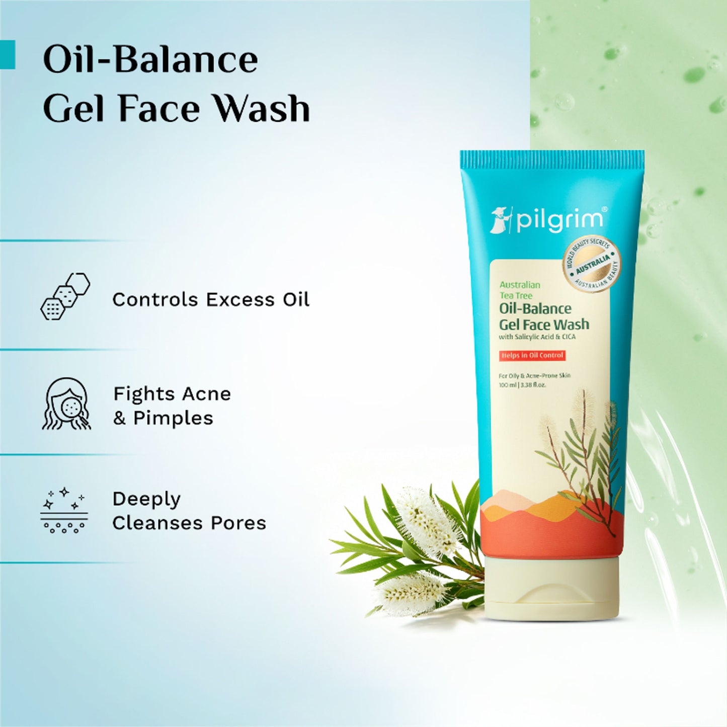 Pilgrim Tea Tree Oil-Balance Gel. Face Wash