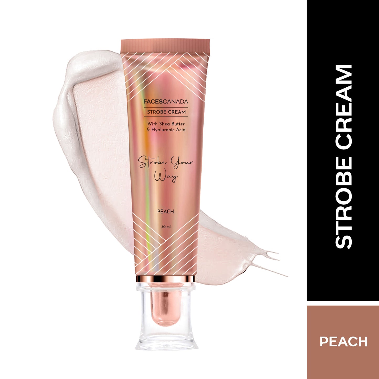 Faces Canada Strobe Cream Primer + Highlighter + Moisturizer With Hyaluronic Acid - Peach