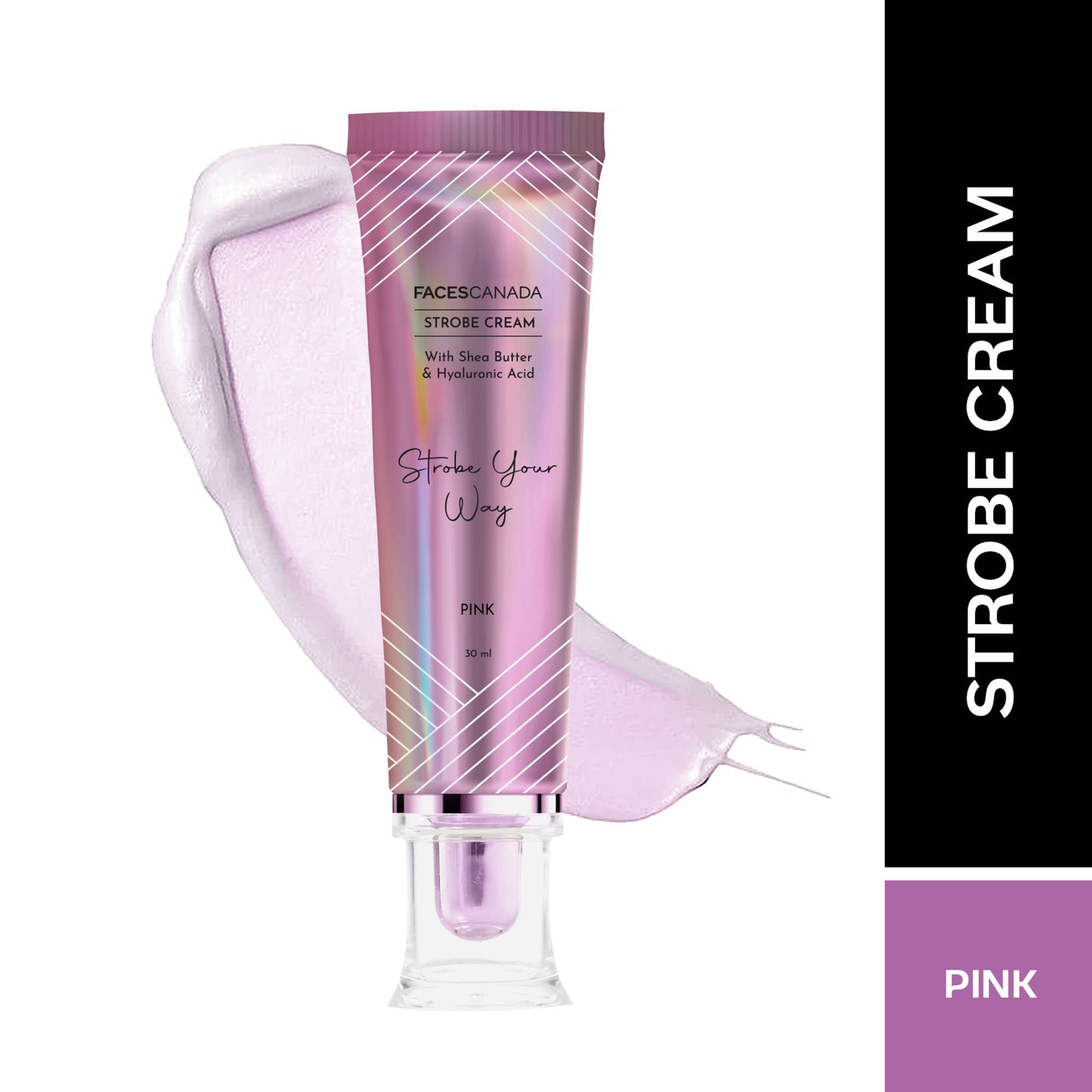 Faces Canada Strobe Cream Primer + Highlighter + Moisturizer With Hyaluronic Acid - Pink