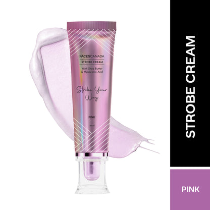 Faces Canada Strobe Cream Primer + Highlighter + Moisturizer With Hyaluronic Acid - Pink