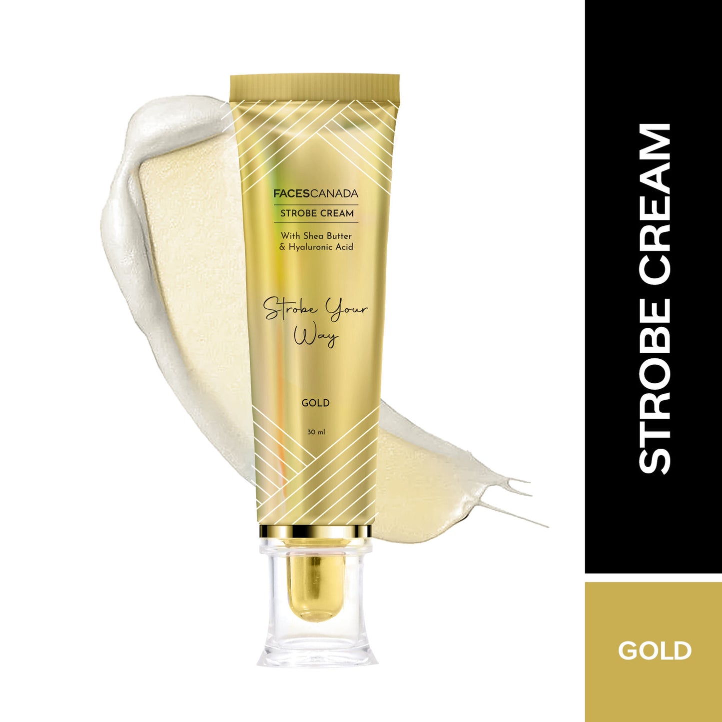Faces Canada Strobe Cream Primer + Highlighter + Moisturizer With Hyaluronic Acid - Gold