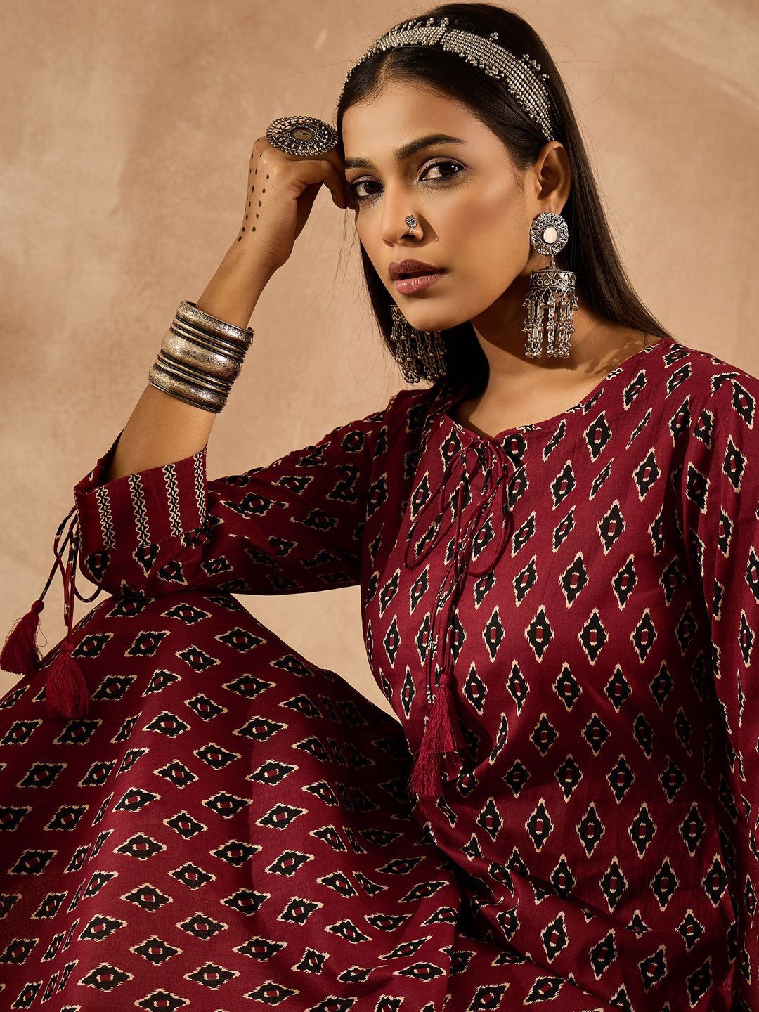 Women Ethnic Motifs Printed Regular Pure Cotton Kurta with Palazzos