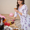 Dhiyona IE Floral Printed V-Neck Pure Cotton Kurta With Trousers