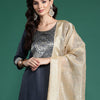 Indyancart IE Yoke Design Regular Kurta With Palazzos & Dupatta