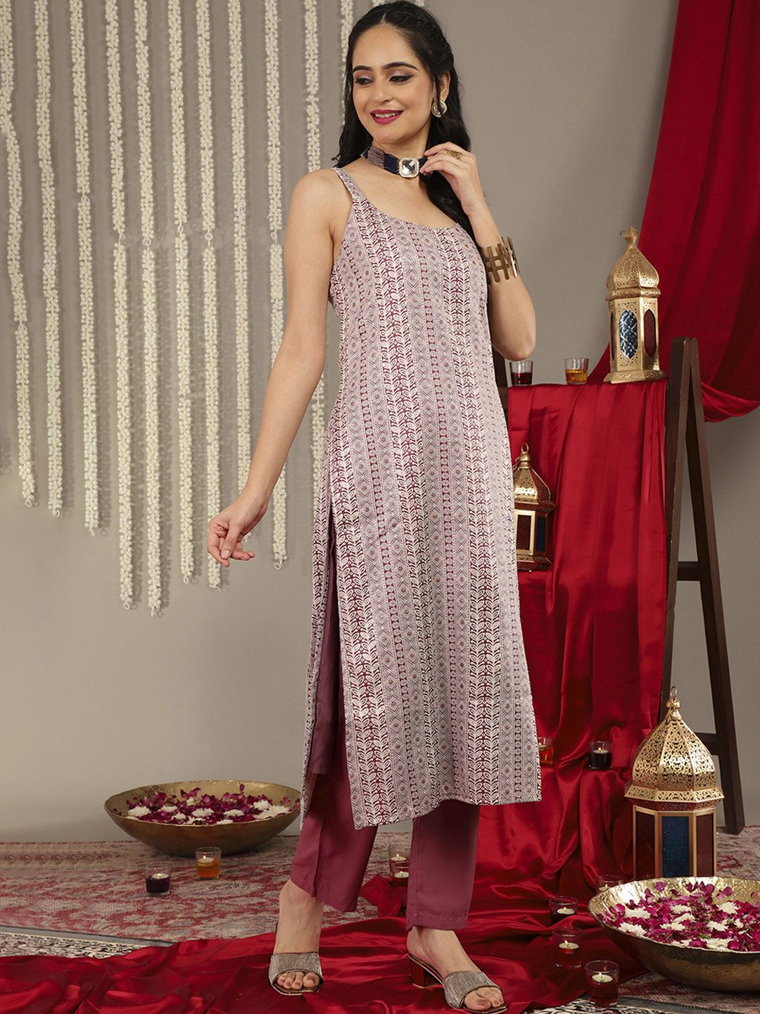 Indyancart VA Women'sEmbroidered Regular Kurta With Trousers & Dupatta