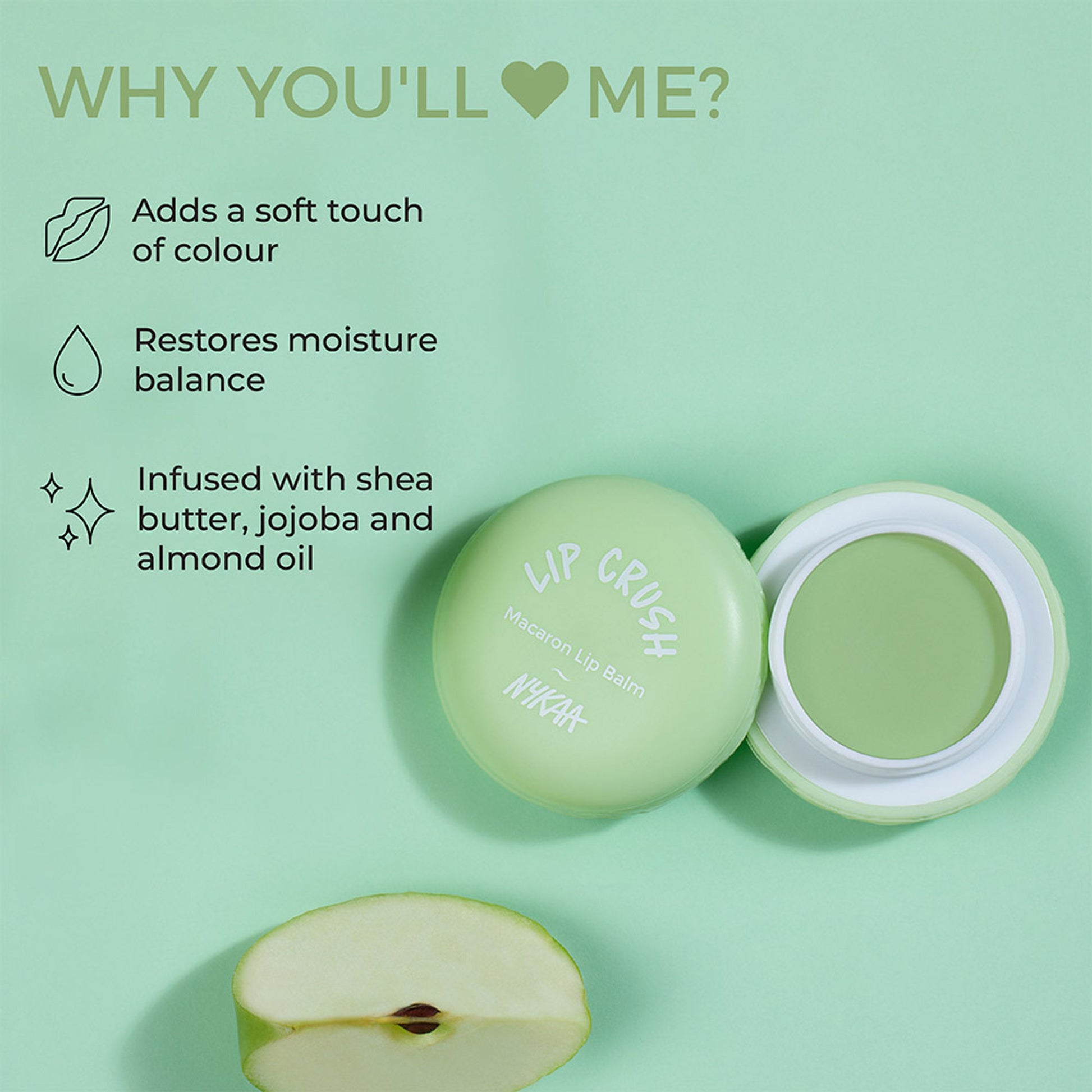 Nykaa Cosmetics Lip Crush Macaron Lip Balm - Green Apple 03